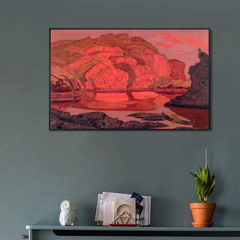 INVIN ART Framed Canvas Giclee Print Buried Treasures 1917 by Nicholas Roerich Wall Art Living Room Home Office Decorations