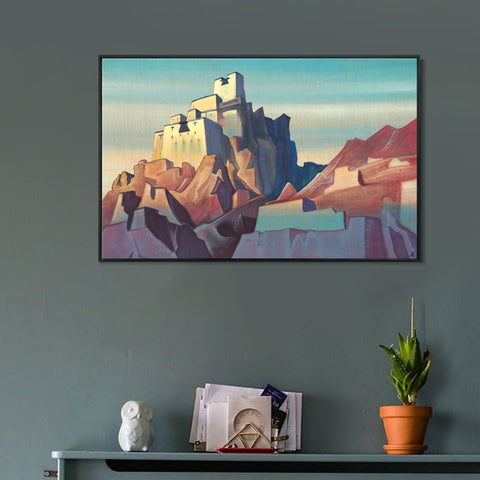 INVIN ART Framed Canvas Giclee Print Castle of Ladakh 1933 by Nicholas Roerich Wall Art Living Room Home Office Decorations
