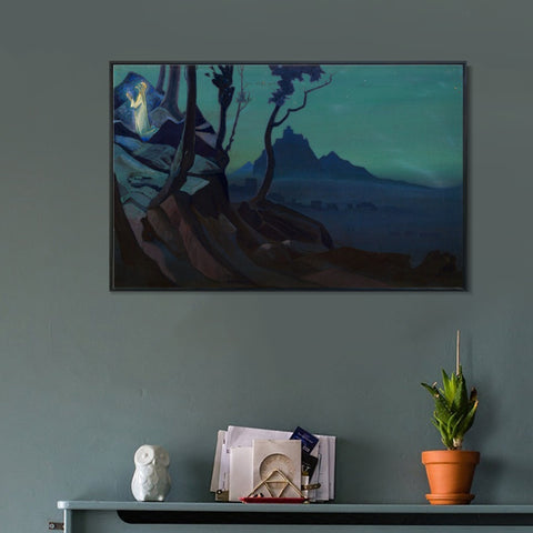 INVIN ART Framed Canvas Giclee Print Chalice of Christ 1925 by Nicholas Roerich Wall Art Living Room Home Office Decorations