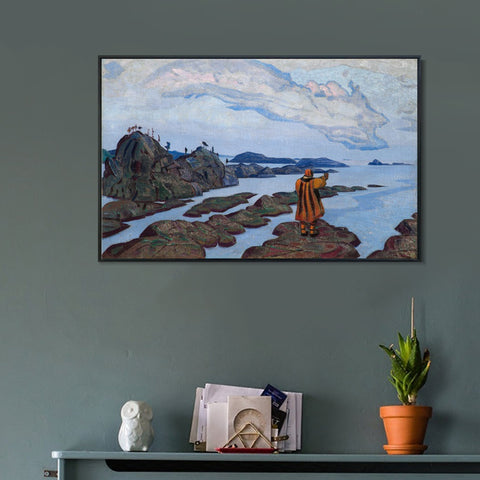 INVIN ART Framed Canvas Giclee Print Command 1917 by Nicholas Roerich Wall Art Living Room Home Office Decorations