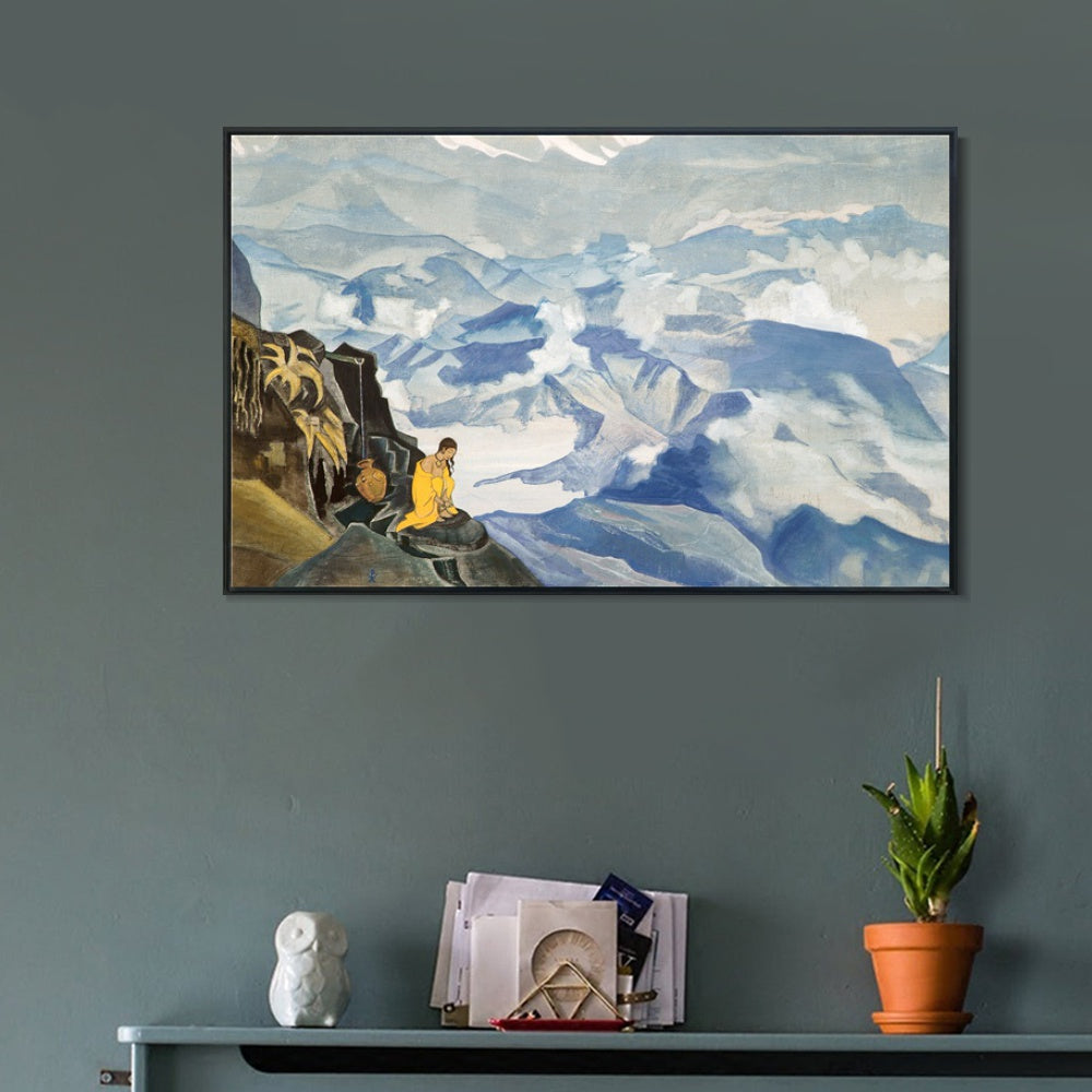 INVIN ART Framed Canvas Giclee Print Drops of Life, 1924 by Nicholas Roerich Wall Art Living Room Home Office Decorations
