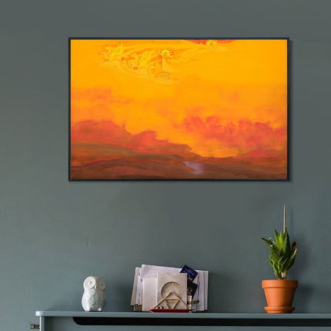 INVIN ART Framed Canvas Giclee Print Elijah the Prophet 1931 by Nicholas Roerich Wall Art Living Room Home Office Decorations