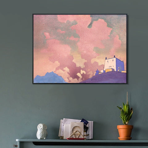 INVIN ART Framed Canvas Giclee Print Gompa, 1932 by Nicholas Roerich Wall Art Living Room Home Office Decorations