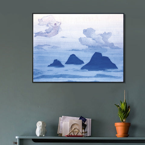 INVIN ART Framed Canvas Giclee Print Higher than Mountains, 1924-1 by Nicholas Roerich Wall Art Living Room Home Office Decorations