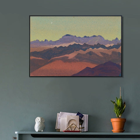 INVIN ART Framed Canvas Giclee Print Himalayas Nearly Sandahpu, 1936 by Nicholas Roerich Wall Art Living Room Home Office Decorations