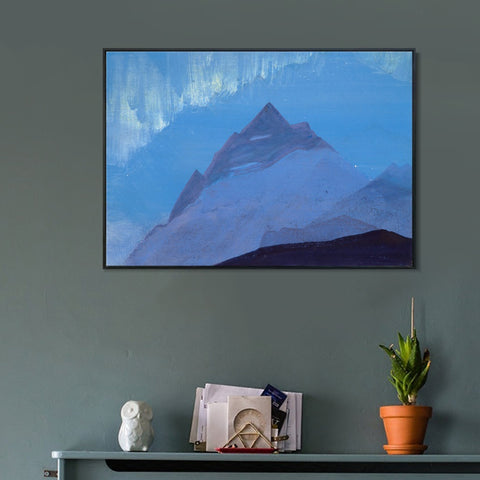 INVIN ART Framed Canvas Giclee Print Himalayas Rain, 1933 by Nicholas Roerich Wall Art Living Room Home Office Decorations