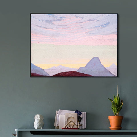 INVIN ART Framed Canvas Giclee Print Himalayas Study by Nicholas Roerich Wall Art Living Room Home Office Decorations