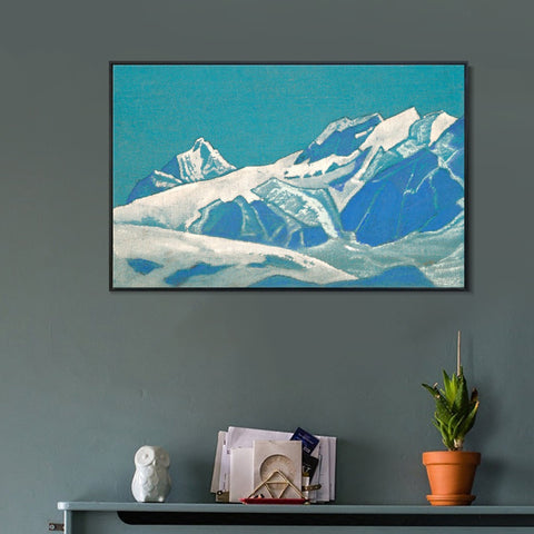 INVIN ART Framed Canvas Giclee Print Himalayas Study-1 by Nicholas Roerich Wall Art Living Room Home Office Decorations