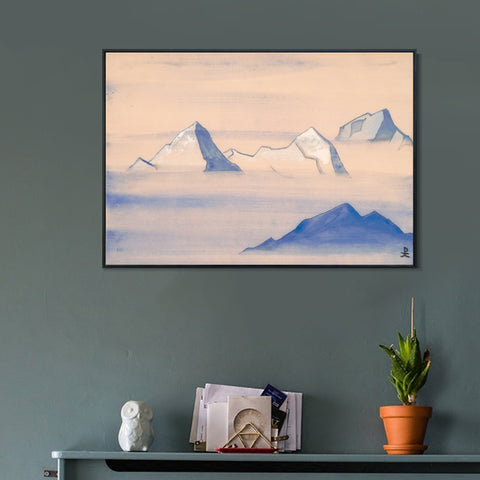 INVIN ART Framed Canvas Giclee Print Himalayas Study Holy Himalayas, 1933 by Nicholas Roerich Wall Art Living Room Home Office Decorations