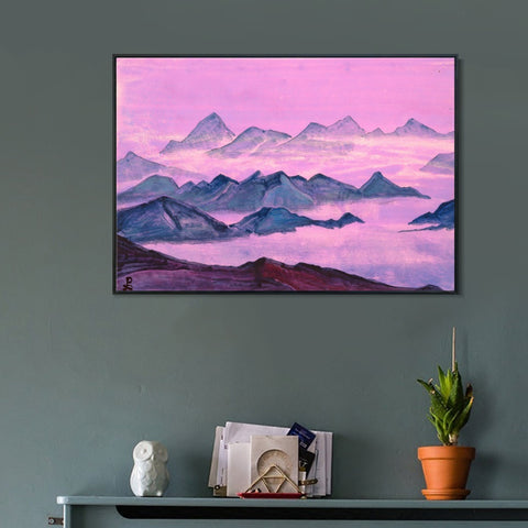 INVIN ART Framed Canvas Giclee Print Himalayas Study Holy Himalayas,1934 by Nicholas Roerich Wall Art Living Room Home Office Decorations