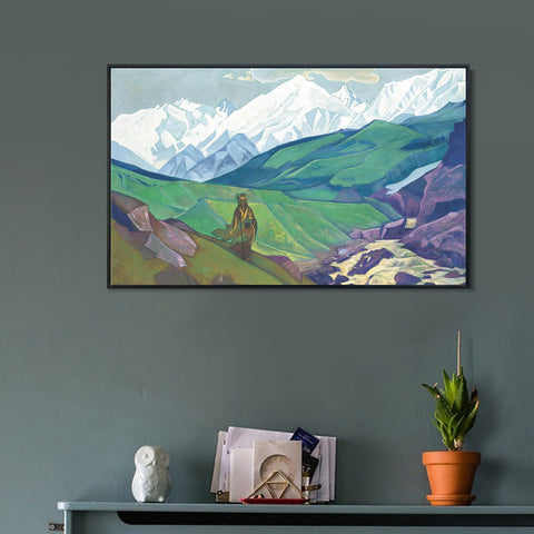 INVIN ART Framed Canvas Giclee Print Ienno Guio Dia Friend of Travelers, 1924 by Nicholas Roerich Wall Art Living Room Home Office Decorations