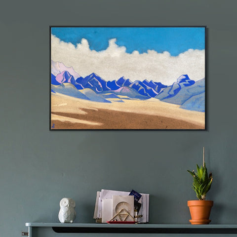 INVIN ART Framed Canvas Giclee Print Karakoram Way to Turkestan, 1936 by Nicholas Roerich Wall Art Living Room Home Office Decorations