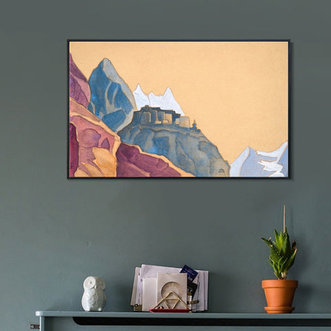 INVIN ART Framed Canvas Giclee Print kardang-1933 by Nicholas Roerich Wall Art Living Room Home Office Decorations