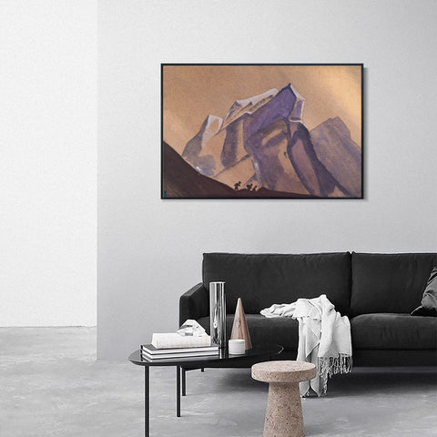 INVIN ART Framed Canvas Giclee Print Pass Tempest Secret Path, 1936 by Nicholas Roerich Wall Art Living Room Home Office Decorations