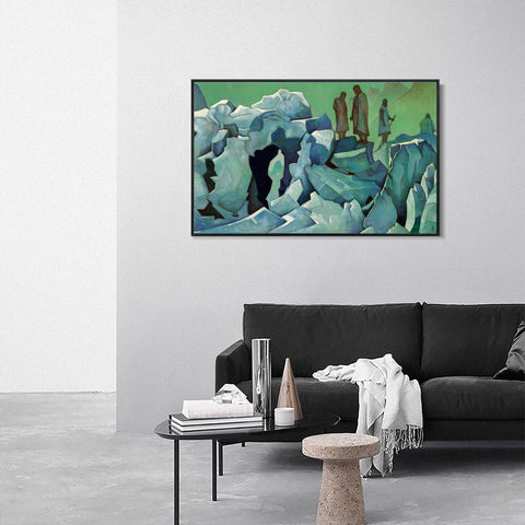 INVIN ART Framed Canvas Giclee Print Patrol of Himalayas, 1925 by Nicholas Roerich Wall Art Living Room Home Office Decorations