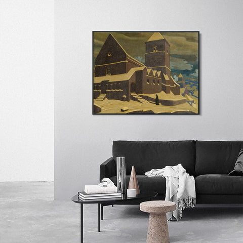 INVIN ART Framed Canvas Giclee Print Repentance, 1917 by Nicholas Roerich Wall Art Living Room Home Office Decorations