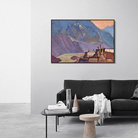 INVIN ART Framed Canvas Giclee Print River Chandra, 1932 by Nicholas Roerich Wall Art Living Room Home Office Decorations