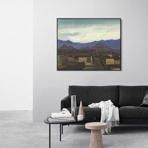 INVIN ART Framed Canvas Giclee Print ROERICH, NICHOLAS Dzong at Evening by Nicholas Roerich Wall Art Living Room Home Office Decorations