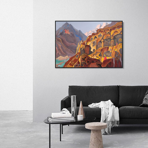 INVIN ART Framed Canvas Giclee Print Sared Caves, 1932 by Nicholas Roerich Wall Art Living Room Home Office Decorations