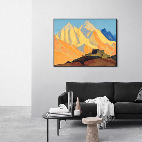 INVIN ART Framed Canvas Giclee Print Sared Himalayas, 1933-1 by Nicholas Roerich Wall Art Living Room Home Office Decorations