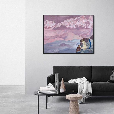 INVIN ART Framed Canvas Giclee Print She Who Leads, 1943 by Nicholas Roerich Wall Art Living Room Home Office Decorations