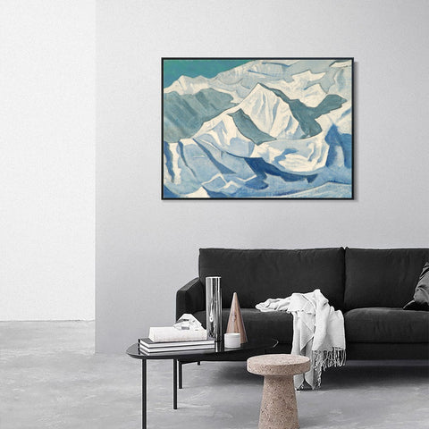 INVIN ART Framed Canvas Giclee Print Snowy Lift, 1924 by Nicholas Roerich Wall Art Living Room Home Office Decorations