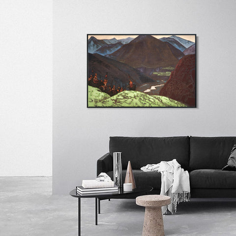 INVIN ART Framed Canvas Giclee Print Squad of Geser Khan, 1931 by Nicholas Roerich Wall Art Living Room Home Office Decorations
