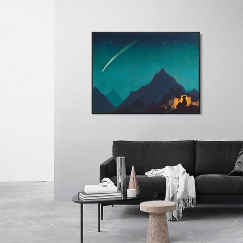 INVIN ART Framed Canvas Giclee Print Star of the Hero, 1936(1) by Nicholas Roerich Wall Art Living Room Home Office Decorations