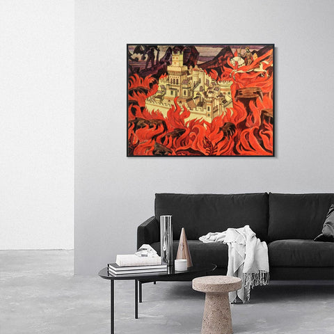 INVIN ART Framed Canvas Giclee Print The Enchanted City, 1920 by Nicholas Roerich Wall Art Living Room Home Office Decorations