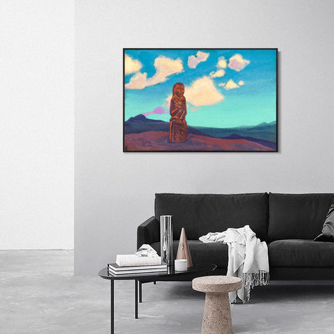 INVIN ART Framed Canvas Giclee Print the Holder of the Cup Mongolia, 1937 by Nicholas Roerich Wall Art Living Room Home Office Decorations