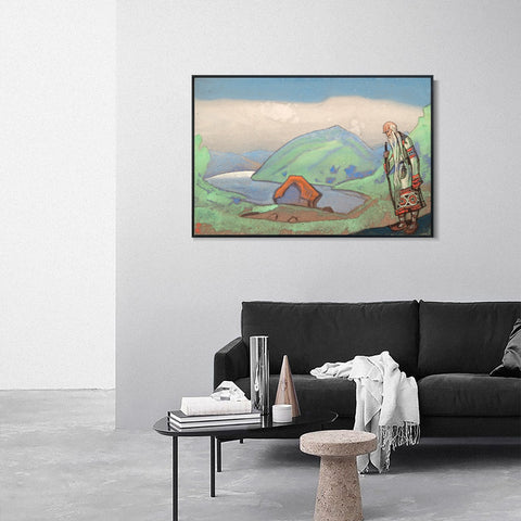 INVIN ART Framed Canvas Giclee Print the Oldest the Wisest, 1944 by Nicholas Roerich Wall Art Living Room Home Office Decorations