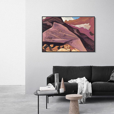 INVIN ART Framed Canvas Giclee Print three Swords Paintings on the Stone, 1932 by Nicholas Roerich Wall Art Living Room Home Office Decorations