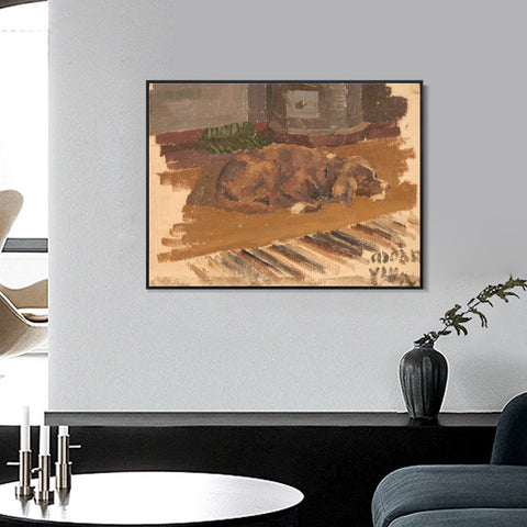 INVIN ART Framed Canvas Giclee Print the Dog Has Gone by Nicholas Roerich Wall Art Living Room Home Office Decorations