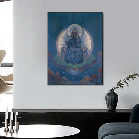 INVIN ART Framed Canvas Giclee Print Mother of the World, 1924 by Nicholas Roerich Wall Art Living Room Home Office Decorations