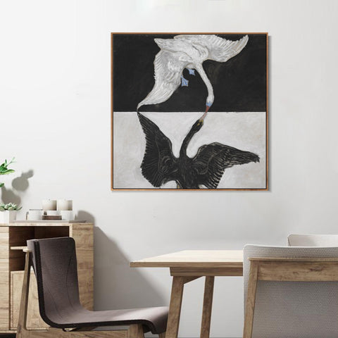INVIN ART Framed Canvas Group ix Suw the Swan No.1,1915 by Hilma Af Klint Wall Art Living Room Home Office Decorations