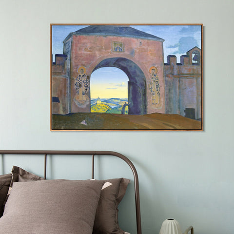 INVIN ART Framed Canvas Giclee Print We are Opening the Gates-1922 by Nicholas Roerich Wall Art Living Room Home Office Decorations