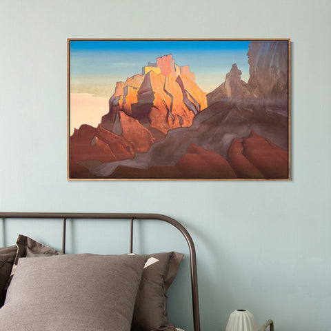 INVIN ART Framed Canvas Giclee Print Basgo-1932 by Nicholas Roerich Wall Art Living Room Home Office Decorations