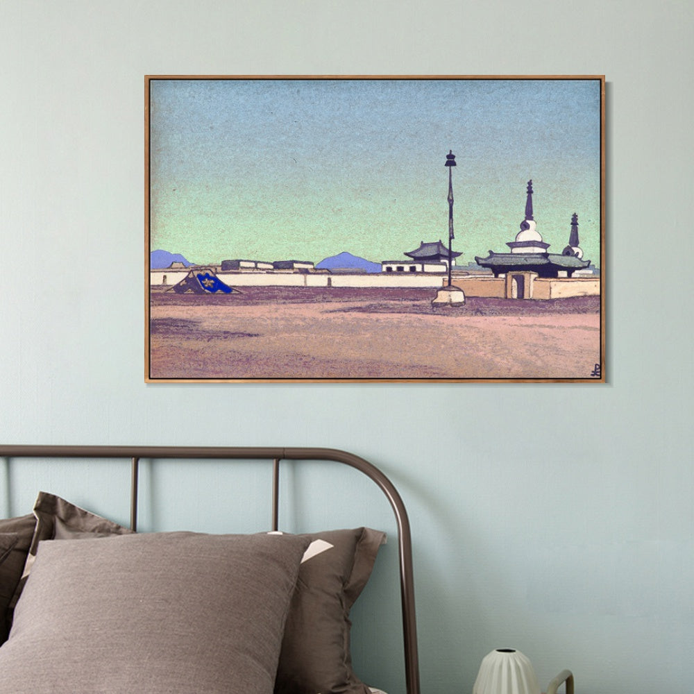 INVIN ART Framed Canvas Giclee Print Batuhalka the Capital of Inner Mongolia-1927 by Nicholas Roerich Wall Art Living Room Home Office Decorations