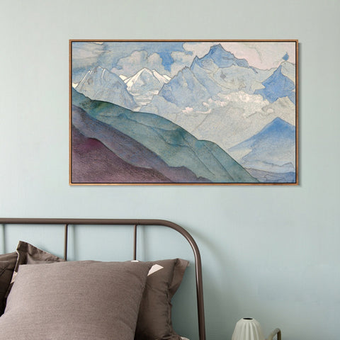 INVIN ART Framed Canvas Giclee Print Bell Mountain-1932 by Nicholas Roerich Wall Art Living Room Home Office Decorations