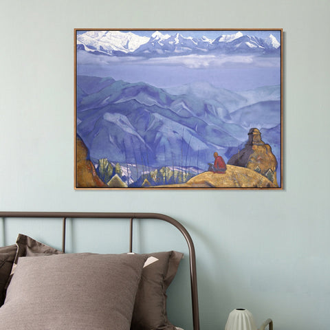 INVIN ART Framed Canvas Giclee Print Book of Wisdom-1924 by Nicholas Roerich Wall Art Living Room Home Office Decorations