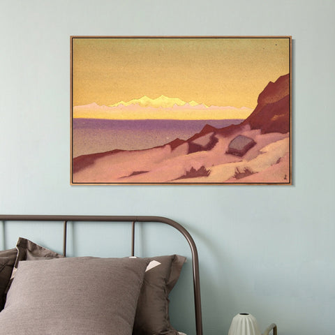 INVIN ART Framed Canvas Giclee Print Border of Tibet Tsaidam-1936 by Nicholas Roerich Wall Art Living Room Home Office Decorations