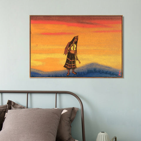 INVIN ART Framed Canvas Giclee Print Captive with Rose 1943 by Nicholas Roerich Wall Art Living Room Home Office Decorations