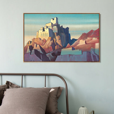 INVIN ART Framed Canvas Giclee Print Castle of Ladakh 1933 by Nicholas Roerich Wall Art Living Room Home Office Decorations