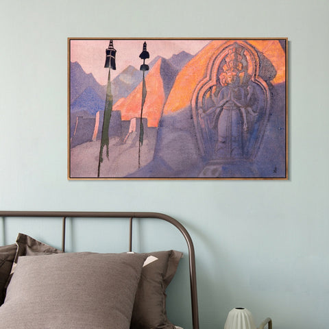INVIN ART Framed Canvas Giclee Print Chenrezig 1932 by Nicholas Roerich Wall Art Living Room Home Office Decorations