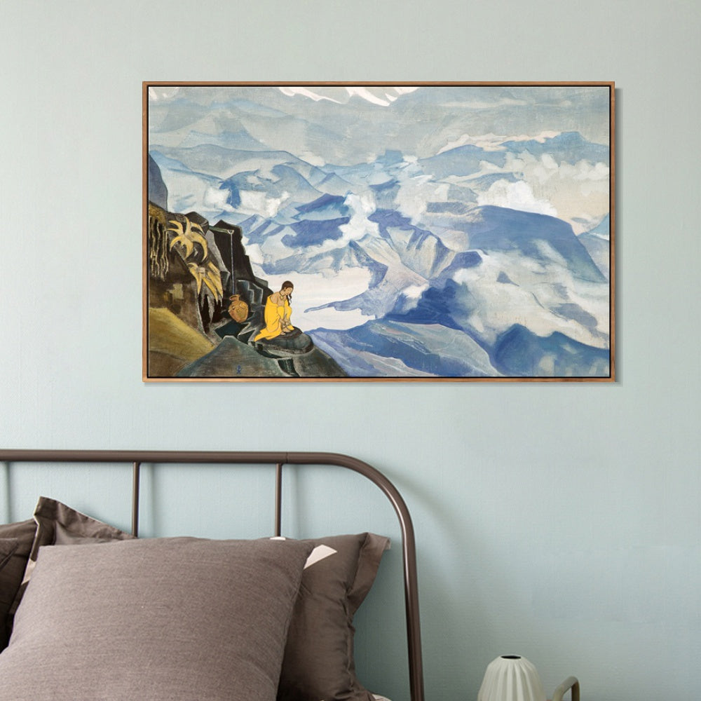 INVIN ART Framed Canvas Giclee Print Drops of Life, 1924 by Nicholas Roerich Wall Art Living Room Home Office Decorations