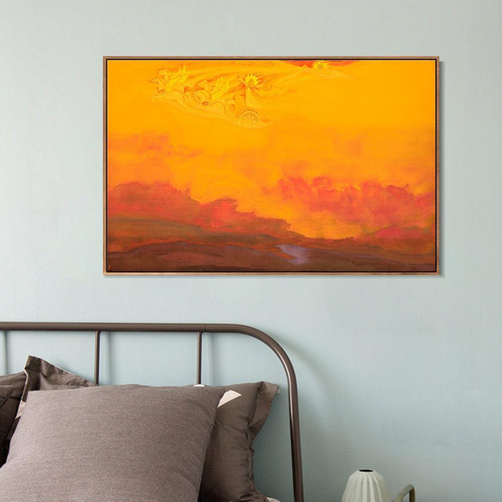 INVIN ART Framed Canvas Giclee Print Elijah the Prophet 1931 by Nicholas Roerich Wall Art Living Room Home Office Decorations