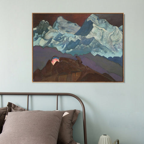 INVIN ART Framed Canvas Giclee Print Fire Blossom, 1924 by Nicholas Roerich Wall Art Living Room Home Office Decorations