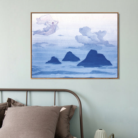 INVIN ART Framed Canvas Giclee Print Higher than Mountains, 1924-1 by Nicholas Roerich Wall Art Living Room Home Office Decorations