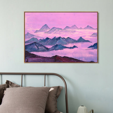INVIN ART Framed Canvas Giclee Print Himalayas Study Holy Himalayas,1934 by Nicholas Roerich Wall Art Living Room Home Office Decorations
