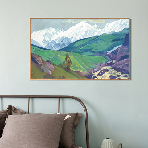 INVIN ART Framed Canvas Giclee Print Ienno Guio Dia Friend of Travelers, 1924 by Nicholas Roerich Wall Art Living Room Home Office Decorations